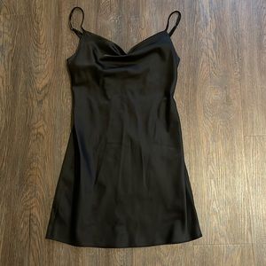 Mini black silk Hemline dress